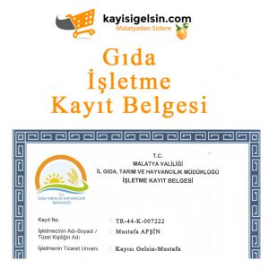 Malatya Kuru Kayısı ve Malatya Ürünleri İşletme Gıda Belgesi Malatya Kuru Kayısı ve Malatya Ürünleri İşletme Gıda Belgesi
